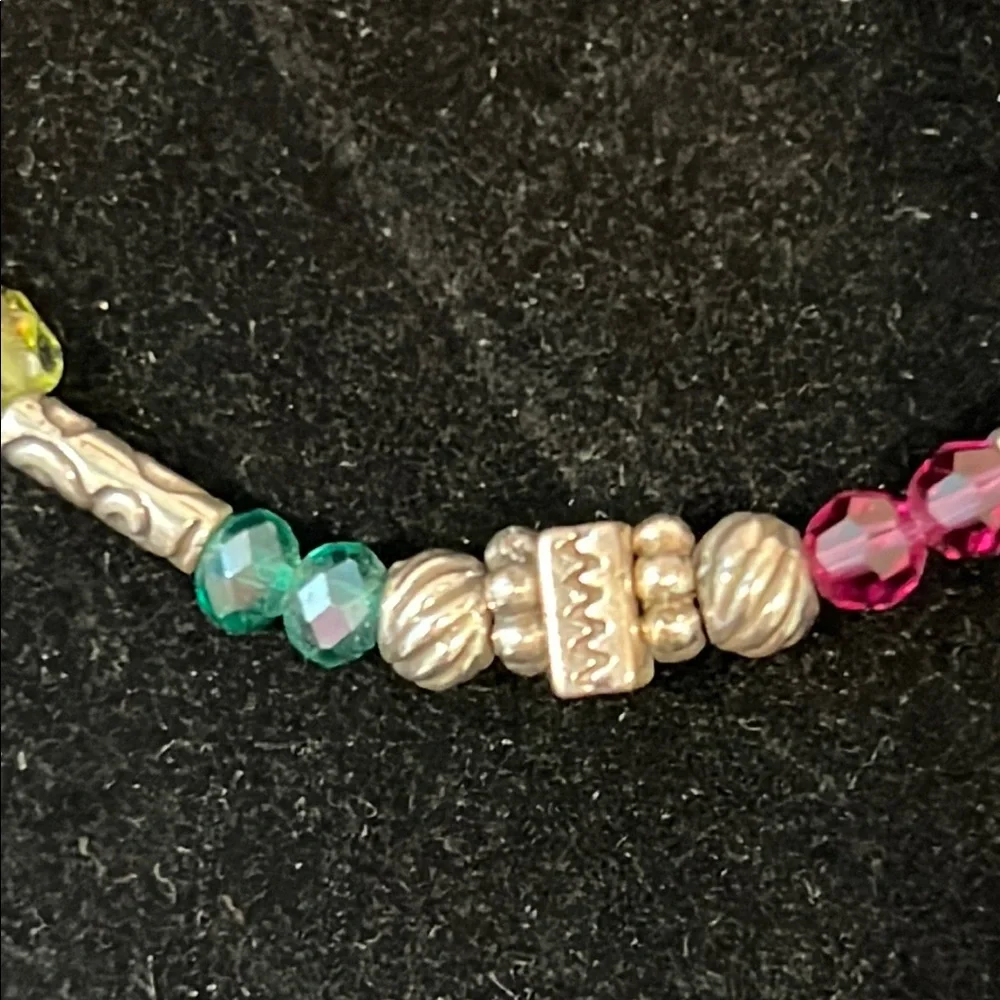 Brighton Multicolor Beaded Bracelet with Silver Charm & Multicolor Crystals 8” . - Picture 5 of 7